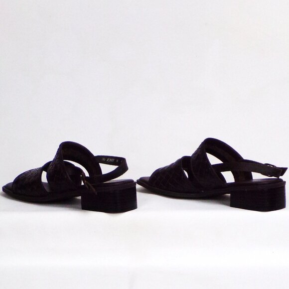 COUP D'ETAT LTD size 6.5M brown low-heel sandals woven-strap leather uppers - Picture 10 of 16